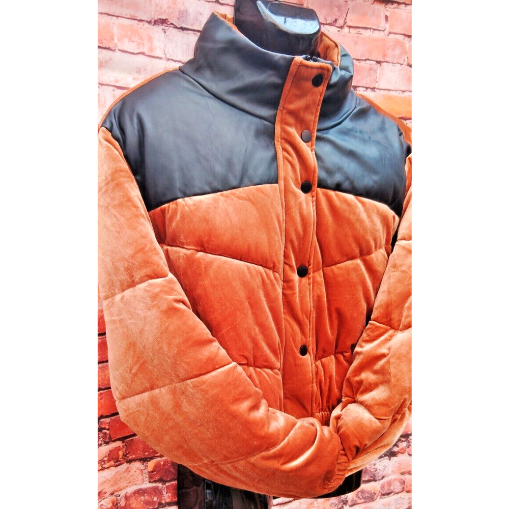 Celebrity Pink Womens Cognac Colored Full Zippered & Buttoned Puffer Coat